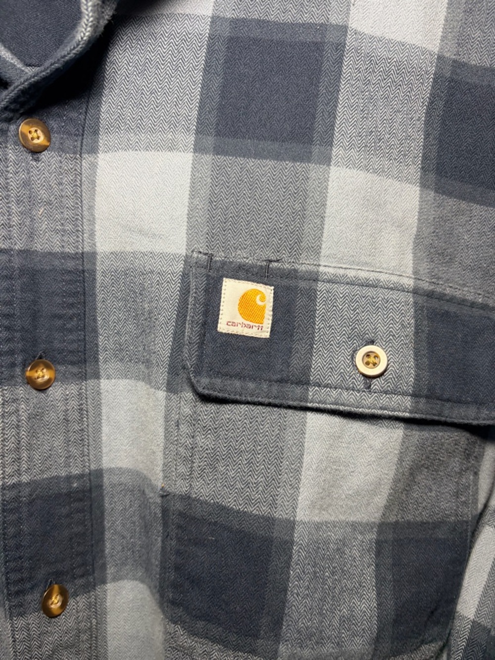 Carhartt Slate and Navy Plaid Button-Down Work Shirt - Picture 3 of 6